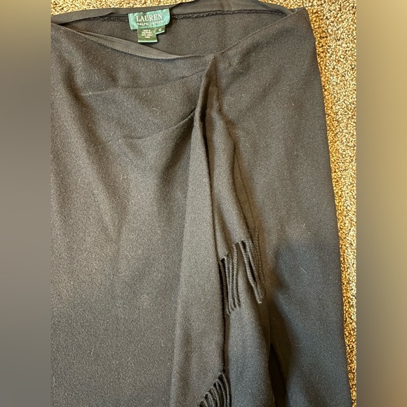 Vintage 100% Wool Ralph Lauren Black Maxi Skirt with Fringe - Picture 10 of 16